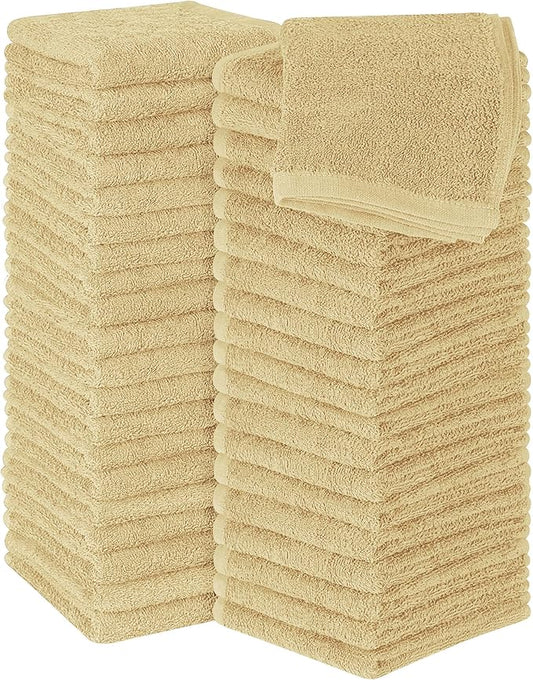 Utopia Towels 60 Pack Cotton Washcloths Set, 100% Ring Spun Cotton, Premium Flannel Face Cloths, Highly Absorbent and Soft Feel Fingertip Towels, Beige