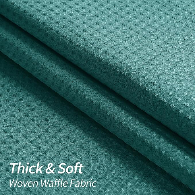 MitoVilla Emerald Green Shower Curtain 72 x 78, Long Waffle Fabric Shower Curtains for Modern Luxury Bathroom Decor, Heavy Duty Hotel Cloth Shower Curtains 78 inch Long, Seaweed Green