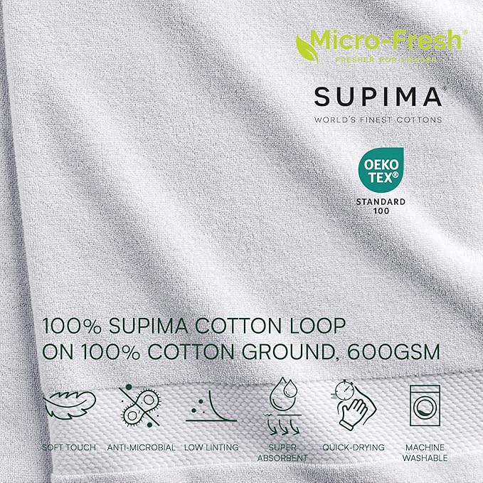 Lacoste Heritage 100% Supima Cotton Wash Cloth, White, 13" x 13" – Highly Absorbent & Quick Drying, Premium Super Soft Bath Towel, Bathroom Essential, Gift for All Occasions, Machine Washable