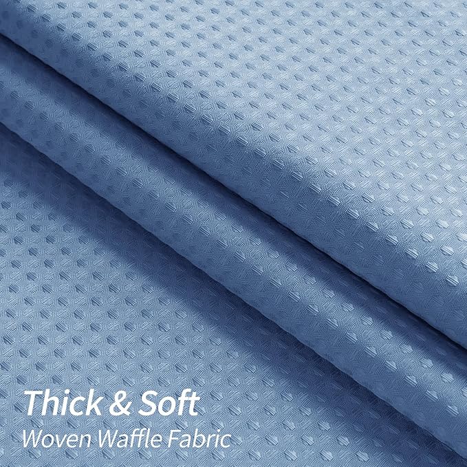 MitoVilla Blue Waffle Fabric Shower Curtain, Heavy Waffle Weave Textured Shower Curtains for Modern Luxury Bathroom Decor, Weighted Hotel Spa Shower Curtain, 72 x 72, Moonlight Blue