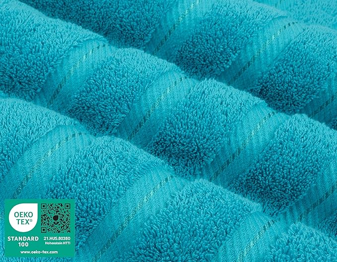 American Soft Linen Luxury Hand Towels for Bathroom, 600 GSM Heawy Weight 16x28 Size 100% Cotton Turkish 4 Piece Hand Face Towel Set, Aqua Blue Hand Towels
