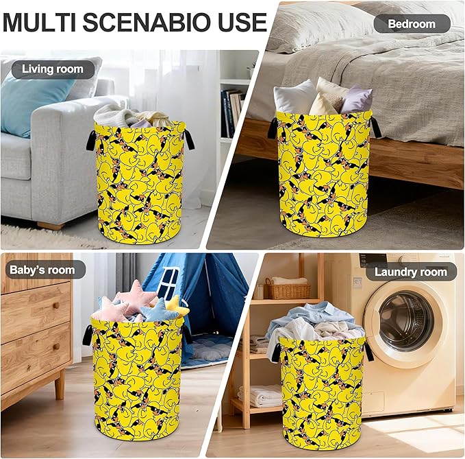 Duck Laundry Basket Storage Bin Foldable Laundry Hamper Clothes Storage Bucket Organizer 19.6x15.7 Inch For Laundry Room/Bedroom/Bathroom