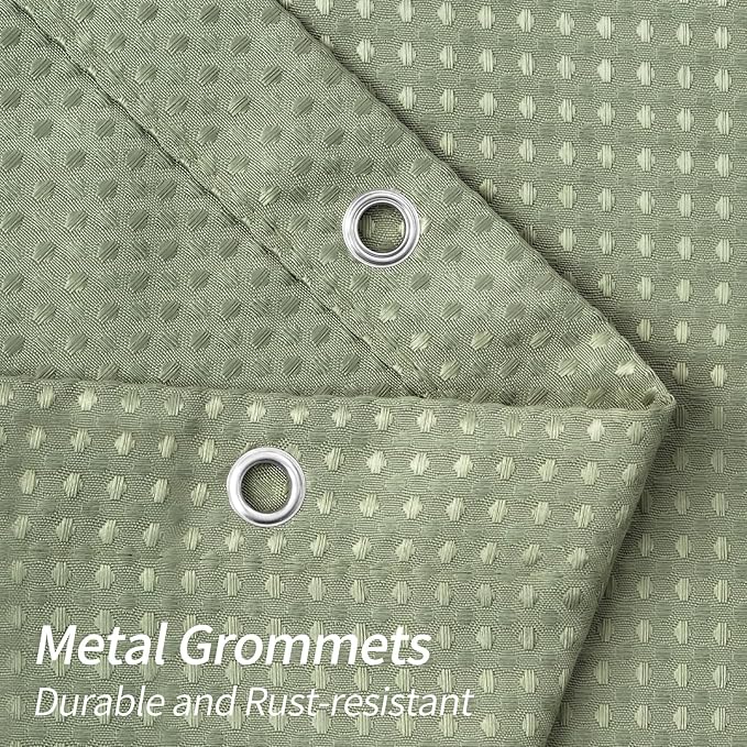 MitoVilla Waffle Shower Curtain 72 x 78, Sage Green Fabric Long Set, Modern Farmhouse for Bathroom Decor, Luxury Hotel Cloth 78 Inch Long