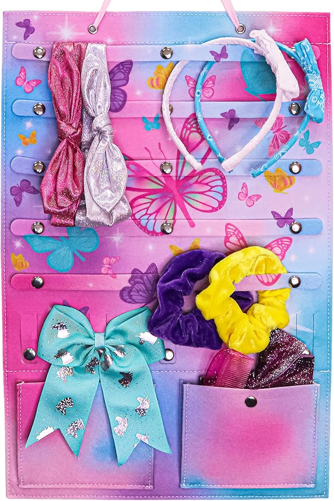 FROG SAC Bow and Headband Holder, Butterfly Hair Accessories Organizer for Wall, Hair Clip Accessory Organizers Wall Hanging Head Band Hairbow Bows Hangers for Closet Door