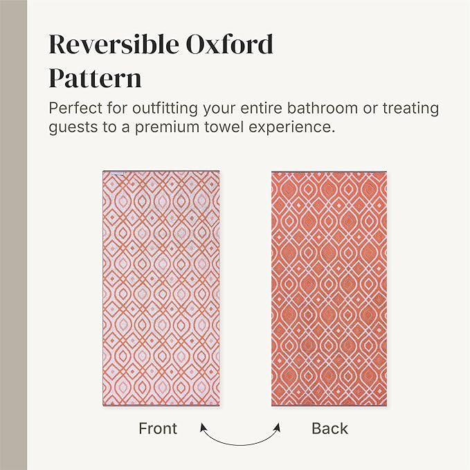 Modern Threads Classic Diamond 6-Piece 100% Cotton Towel Set – Yarn Dyed Jacquard – Includes 2 Bath Towels, 2 Hand Towels, 2 Washcloths – Absorbent, Quick Dry, Soft & Durable – Rust Orange