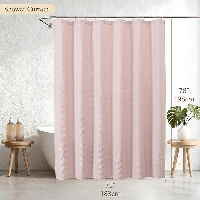 Aiyufeng Pink Shower Curtains for Bathroom，Dot Like Embossed Textured Waterproof Fabric Shower Curtain，Hotel Luxury Quality & Soft Cloth，Machine Washable，72Wx78L