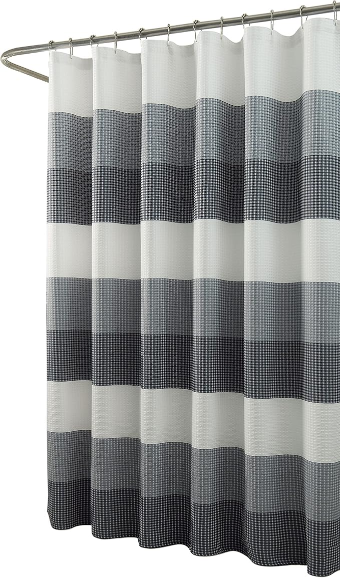Dainty Home Ombre Waffle Weave Shower Curtain (Navy)