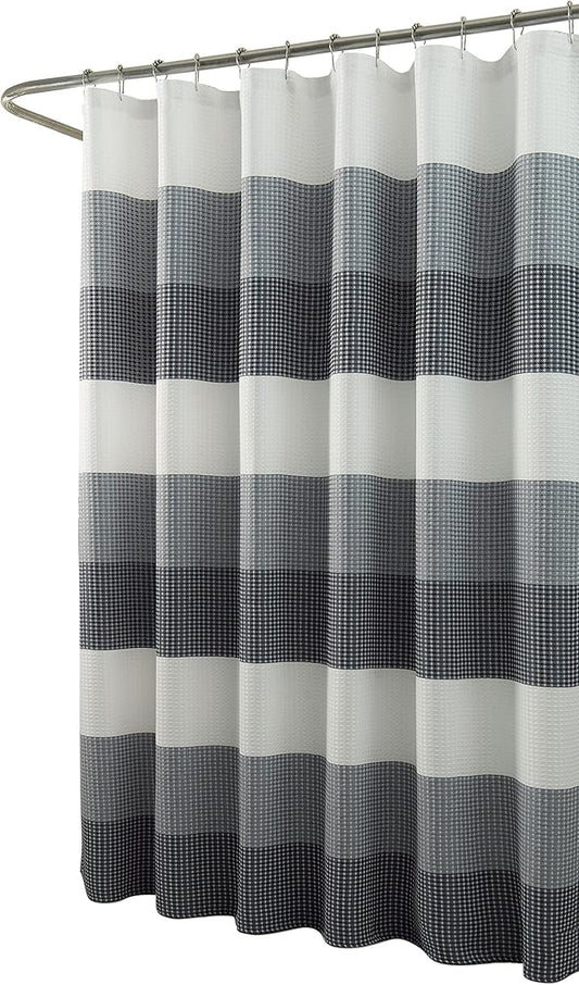 Dainty Home Ombre Waffle Weave Shower Curtain (Navy)