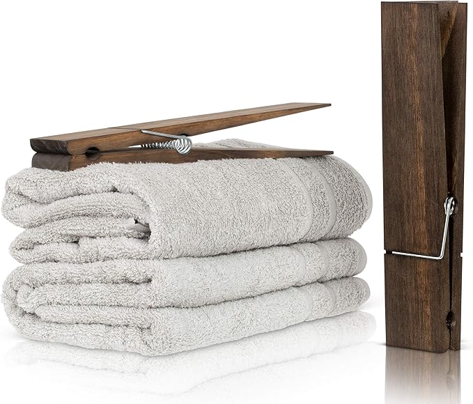 Giant Clothespin Bathroom Towel Holder | Huge 12” Clothes pin | Farmhouse Bathroom décor | Laundry Room or Nursery décor | Towel Rack or Hook | Bathroom Accessories wall décor (2 Jacobean)