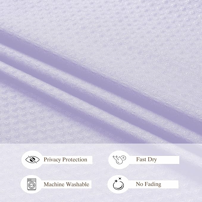 Aiyufeng Light Purple Shower Curtains for Bathroom，Dot Like Embossed Textured Waterproof Soft Polyester Cloth Shower Curtain，Hotel Spa Machine Washable，72Wx72L