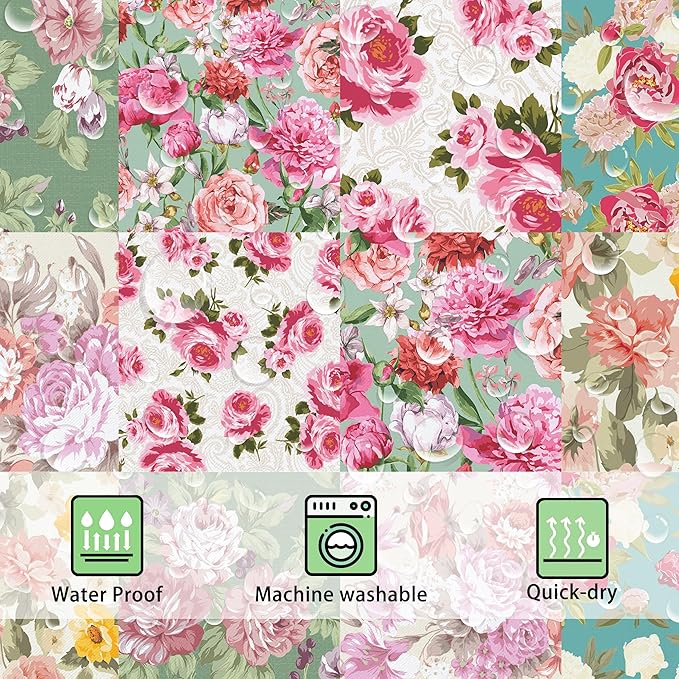 Floral Flower Shower Curtain Butterfly Bathroom Shower Curtain Set Boho Cute Shower Curtains Cloth Fabric Shower Curtain