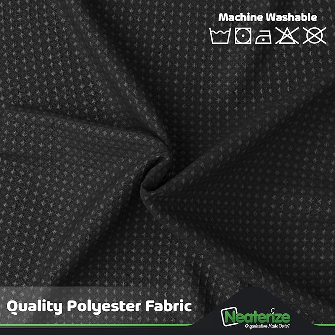 NEATERIZE Black Shower Curtain for Bathroom - Waffle Shower Curtain Hotel Style - 72x72 Inch Bathroom Curtain - Cortinas De Baño