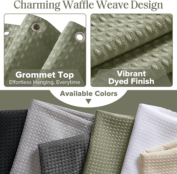Madison Park Shower Curtain Waffle Weave, Vibrant Dyed, Waffle Shower Curtain 3M Scotchgard Moisture Management, Farmhouse Stall Shower Curtains for Bathroom, Stall: 36x72'' Sage Green