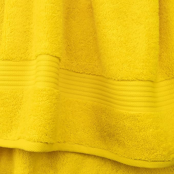 Cotton Paradise 100% Cotton Turkish Washcloth Set for Bathroom, 4 Piece Soft Absorbent Small Towels Wash Rags, Yellow