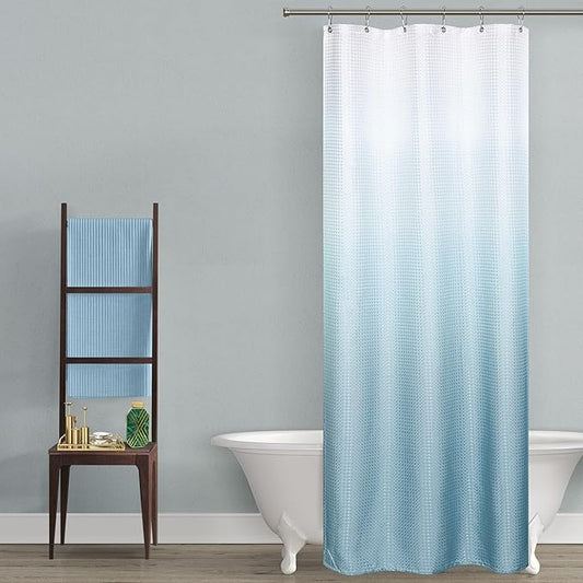 Mrs.Naturall Slate Grey Blue Shower Curtains for Bathroom,Bath Small Stall Shower Curtain Liner with Hooks Sets,36 x 72In,Pale Blue