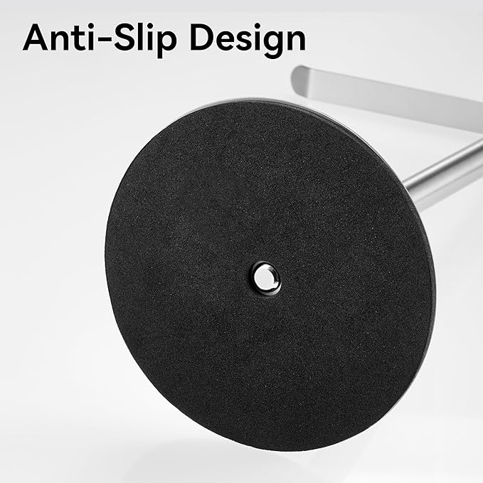 Silver Hand Towel Holder Stand ?€? Countertop T-Shaped Stainless Steel Towel Rack with Non-Slip Base for Vanity and Kitchen