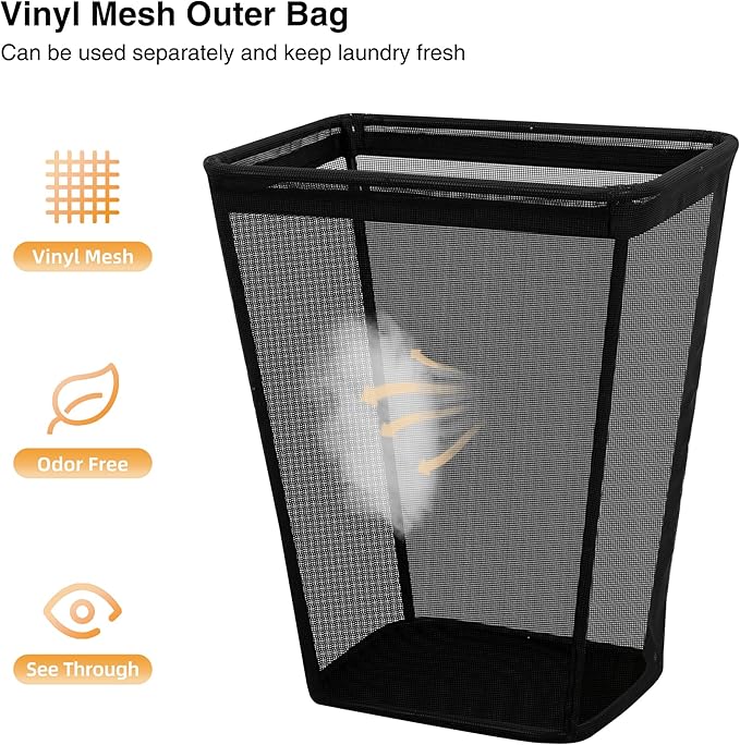 STO STO Laundry Hamper, 75L Laundry Basket Organizer with Removable and Washable Liner Bag, Freestanding Portable Dirty Clothes Hamper, Laundry Bin for Laundry Room, Bedroom, Closet and Dorm