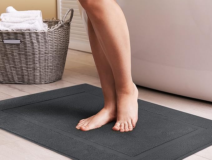 Utopia Towels Cotton Banded Rug Bath Mats, [Not a Bathroom Rug] 21x34 Inches, 100% Ring Spun Cotton - Highly Absorbent and Machine Washable Shower Bathroom Floor Towel, Grey, 32 Pack
