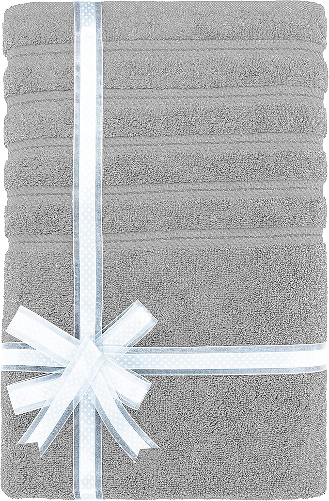 American Soft Linen 35x70 Jumbo Large Bath Towel, 600 GSM 100% Cotton Turkish Bath Sheet, Oversized Luxury Bath Towel for Bathroom Beach and Pool, Light Grey