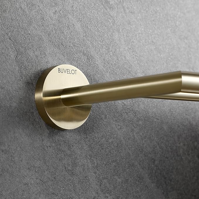 Double Towel Bar, Towel Racks for Bathroom, Double Rails Towel Holder 26 Inch, Brass Towel Shelf Wall Mounted, Double Towel Bar Brushed Gold, 077080-BG Leo Series