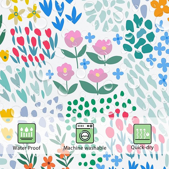 Colorful Floral Shower Curtain Butterfly Flower Bathroom Shower Curtain Set Boho Cute Shower Curtains Cloth Fabric Shower Curtain 1