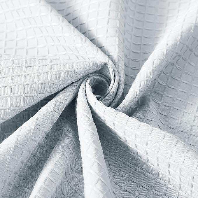 Luxury Waffle Weave Shower Curtain Elegant Hotel Style Fabric for Bathroom, Water Repellent, Machine Washable Light Grey Waffle