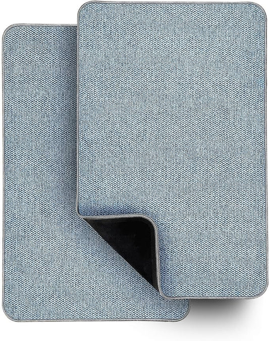 Bath Mat,Ultra Thin Bathroom Rugs,Rubber Bath Mats for Bathroom,No Slip Bath Rugs,Quick Dry,Machine Washable,Low Pile,Absorbent,Shower Outside,Sink,Home Decor Accessories.Blue,1'5"x2'3"(2 Pack)