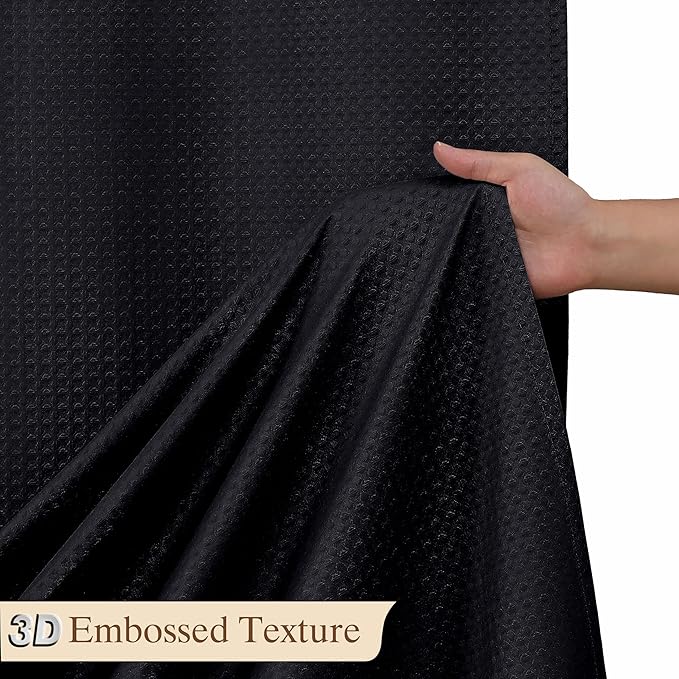 Aiyufeng Black Shower Curtains for Bathroom，Dot Like Embossed Textured Waterproof Fabric Shower Curtain，Hotel Luxury Quality & Soft Cloth，Machine Washable，72Wx78L