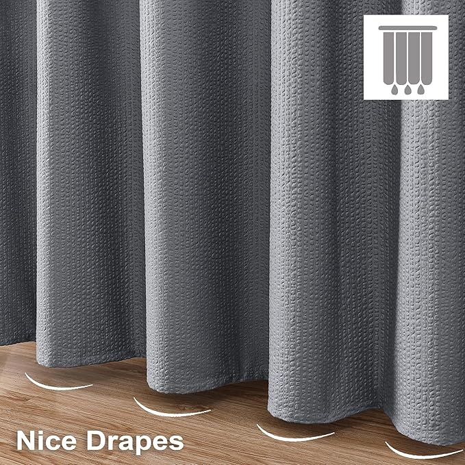 OVZME Berry Stall Fabric Shower Curtain 36 x 72 Inch - Soft & Waffle Small Grey Shower Curtain for Bathroom with Texture for Narrow Stall Size, Machine Washable Water Resistance, Hotel Style, Grey