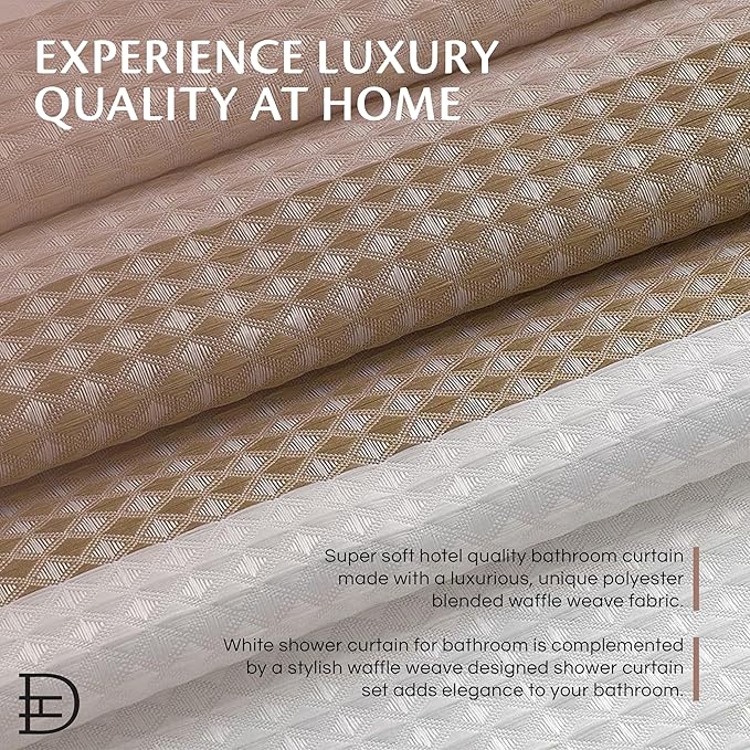 Dainty Home Waffle Weave Waterproof Shower Curtains for Bathroom Clearance, Natural Taupe 70" x 72", Clearance Shower Curtains, Bath Curtains, Shower Curtain Waterproof Fabric