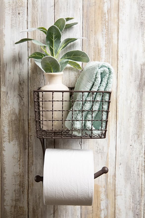 DII Rustic Farmhouse Bathroom Décor, Metal Storage, Toilet Paper Holder, Rustic