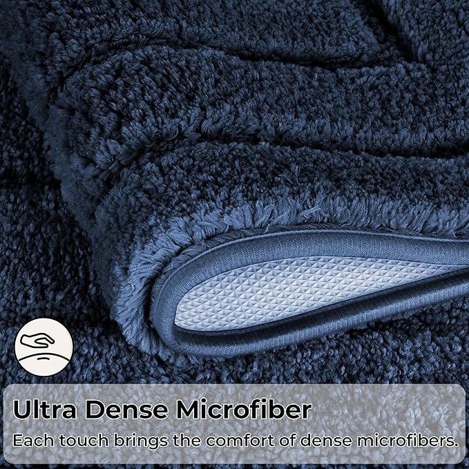 GRANNY SAYS Navy Bathroom Rugs, Bath Mats for Bathroom Non-Slip, Super Soft and Water Absorbent, Extra Large Bath Rugs Washable, Microfiber Bath Rugs for Floor, Tub and Shower, 59" x 20"