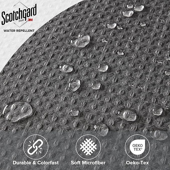 Madison Park Shower Curtain Waffle Weave, Cationic Dyed, Waffle Shower Curtain 3M Scotchgard Moisture Management, Farmhouse Shower Curtains for Bathroom, Standard: 72x72 Charcoal