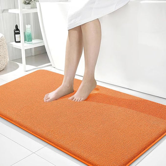 OLANLY Thick Memory Foam Bath Mat Rug 44x24, Extra Soft Absorbent Bathroom Rug, Quick Dry Bath Mats, Non-Slip, Machine Washable Carpet for Bathroom, Tub and Shower, Home Decor Accessories, Orange