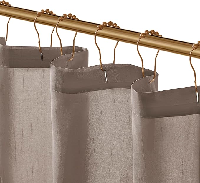 Madison Park Laurel Semi-Sheer Taupe Shower Curtain – Lightweight Faux Silk Fabric, 72x72 in, Light Filtering, Modern Style Bathroom Curtain Textured Tufting Detail Modern Mid-Century Bathroom Decor