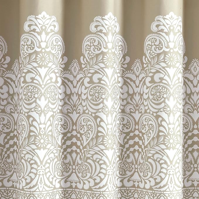 Lush Decor Boho Medallion Shower Curtain Single 72" W x 72" L Neutral - Boho Shower Curtains for Bathroom Decor - Beige Bathroom Curtain