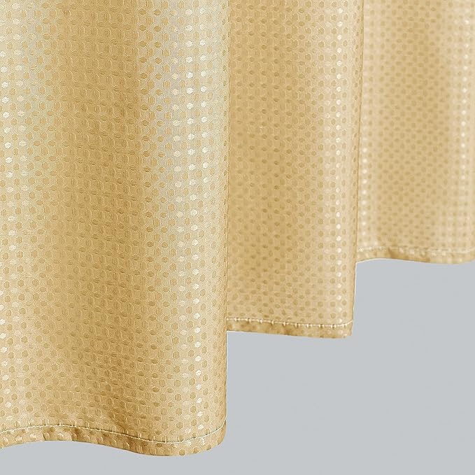 Mrs.Naturall Shower Curtain Gold Accents Bathroom Sets with Hooks Glam Luxury Waffle Fabric Waterproof Autumn Fall Shower Curtains White and Yellow Light Gold