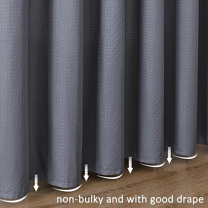Aiyufeng Long Shower Curtains for Bathroom，Dot Like Embossed Textured Water Repellent Fabric Shower Curtain，Hotel Luxury Quality & Soft Cloth，Machine Washable，72Wx84L，Grey