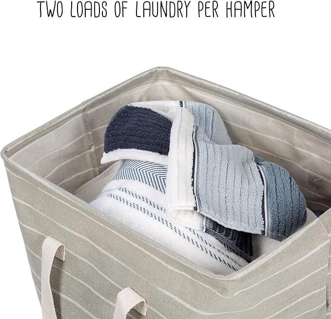 Honey-Can-Do Set of 2 Collapsible Fabric Laundry Basket Hampers With Handles HMP-09863 Grey