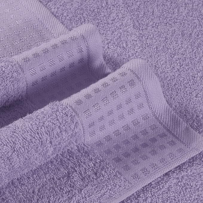 GLAMBURG 100% Cotton 2 Pack Oversized Bath Towel Set 28x55 Inches, Ultra Soft Highly Absorbant Compact Quickdry & Lightweight Large Bath Towels, Ideal for Gym Travel Camp Pool - Purple