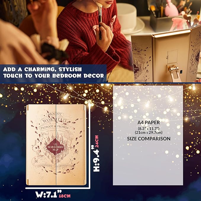 Get Trend Harry Potter Gifts, LED Vanity Mirror with Lights Makeup Mirror for Desk, Dorm, Room Decor, Cute Stuff, Gifts for Women, Teen Girls (Multi/Harry Potter)