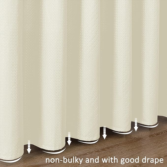 Aiyufeng Cream Shower Curtains for Bathroom，Dot Like Embossed Textured Waterproof Fabric Shower Curtain，Hotel Luxury Quality & Soft Cloth，Machine Washable，72Wx78L