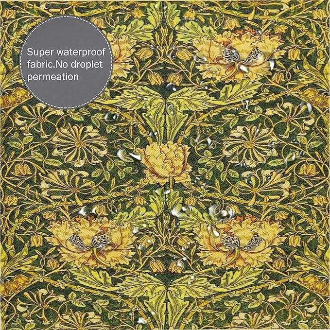 Retro Flower Shower Curtains William Morris Vintage Country Boho Flower Art Print Shower Curtains 66""×72"" Inch, Style-3