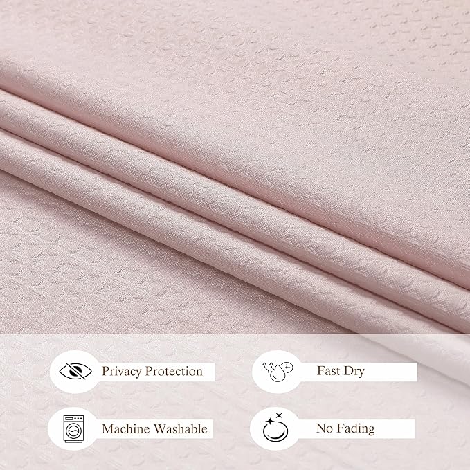 Aiyufeng Pink Shower Curtains for Bathroom，Dot Like Embossed Textured Waterproof Fabric Shower Curtain，Hotel Luxury Quality & Soft Cloth，Machine Washable，72Wx78L