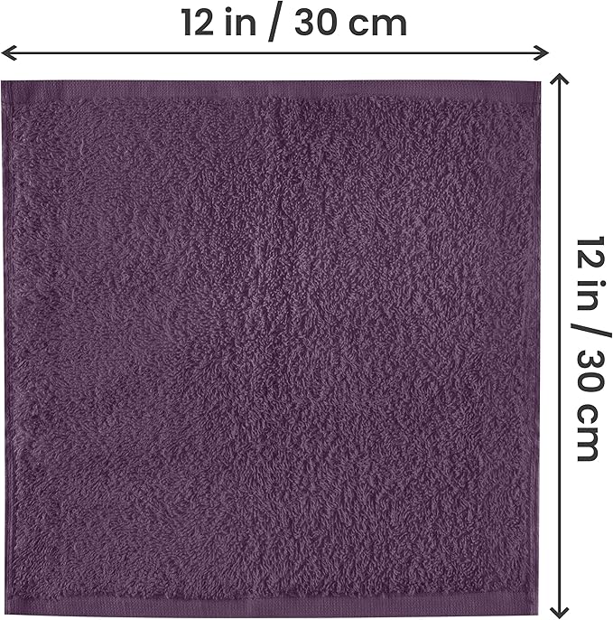 Utopia Towels 12 Pack Cotton Washcloths Set, 100% Ring Spun Cotton, Premium Flannel Face Cloths, Highly Absorbent and Soft Feel Fingertip Towels, Beige, Plum, Sage Green, Navy