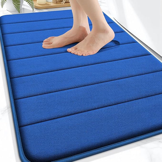 OLANLY Memory Foam Bath Mat 34x21, Super Soft Absorbent Bathroom Rugs, Quick Dry, Machine Washable Shower Floor Rugs, Bathmat Carpet, Bathroom Home Decor Accessories, Royal Blue