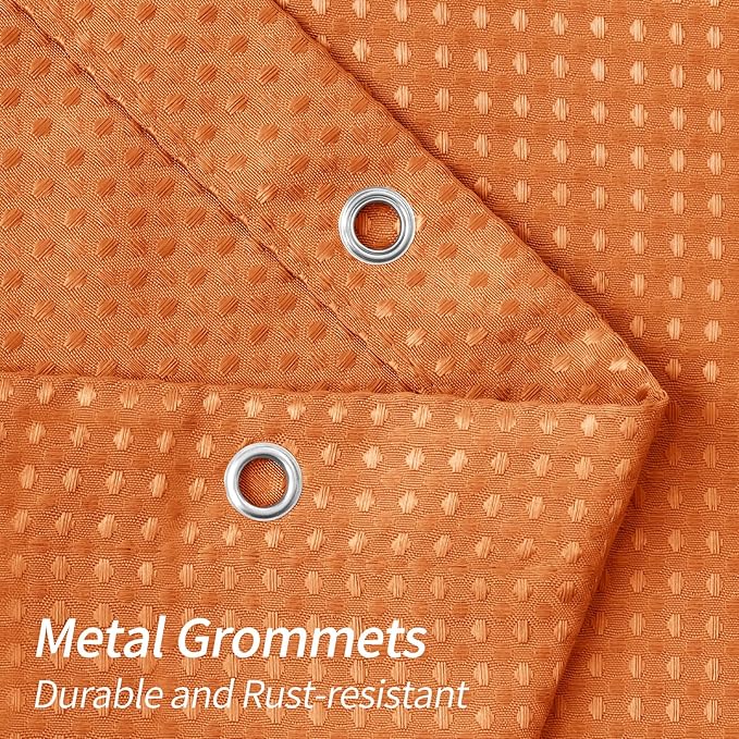 MitoVilla Orange Shower Curtain 72 x 78, Long Waffle Fabric Shower Curtains for Modern Luxury Bathroom Decor, Heavy Duty Hotel Cloth Shower Curtains 78 inch Long, Burnt Orange