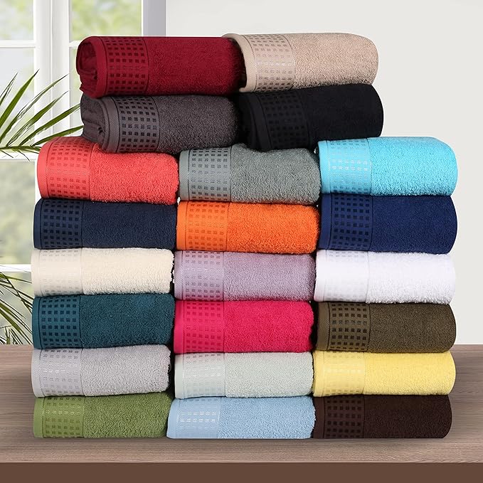 GLAMBURG 100% Cotton Ultra Soft 6 Pack Towel Set, Contains 2 Bath Towels 28x55 Inches, 2 Hand Towels 16x24 Inches & 2 Wash Coths 12x12 Inches, Compact Absorbent Lightweight & Quickdry - Coral Orange