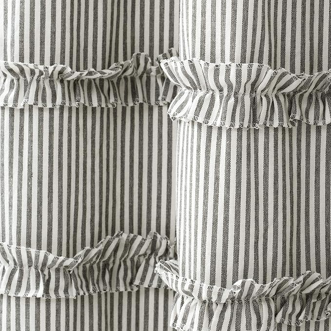 Lush Decor Vintage Stripe Yarn Dyed Cotton Shower Curtain, 72" x 72", Gray