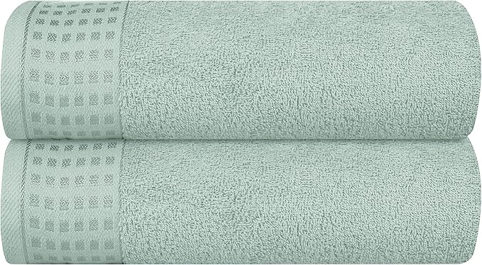 GLAMBURG 100% Cotton 2 Pack Oversized Bath Towel Set 28x55 Inches, Ultra Soft Highly Absorbant Compact Quickdry & Lightweight Large Bath Towels, Ideal for Gym Travel Camp Pool - Sea Green